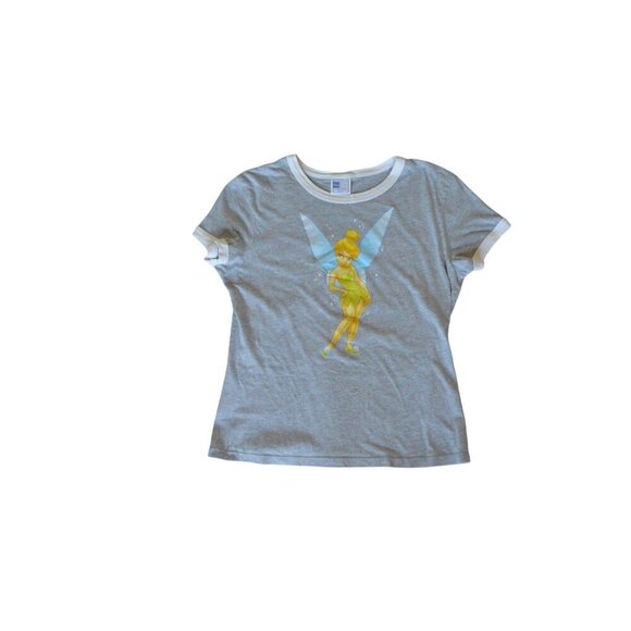 Vintage y2k Disney Tinkerbell T Shirt Estimated Womens Medium Gray White Trim - Picture 6 of 7
